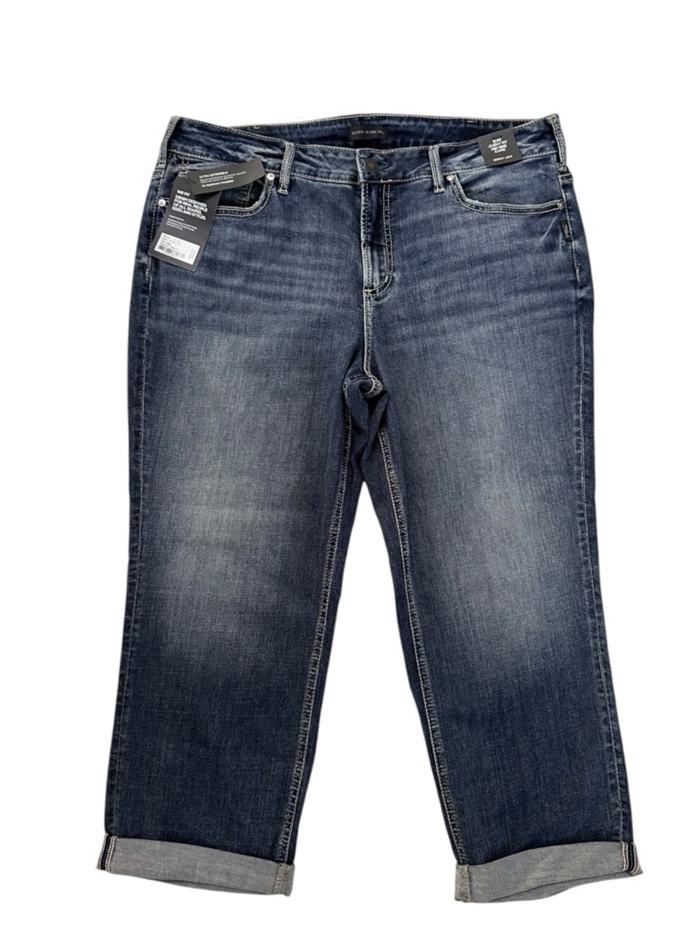 Silver Jeans Co. Women's Suki  Curvy Fit Mid Rise Capri Blue Pants Size 20W NWT